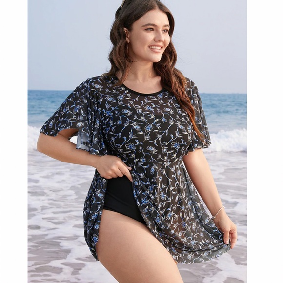 BloomChic Other - BLOOMCHIC Floral Mesh Swim Dress